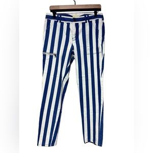 Y2K vibe  Stripe Blue White Ankle Zip Denim Insanely Posh by Q-Mack
 Size 8 EUC